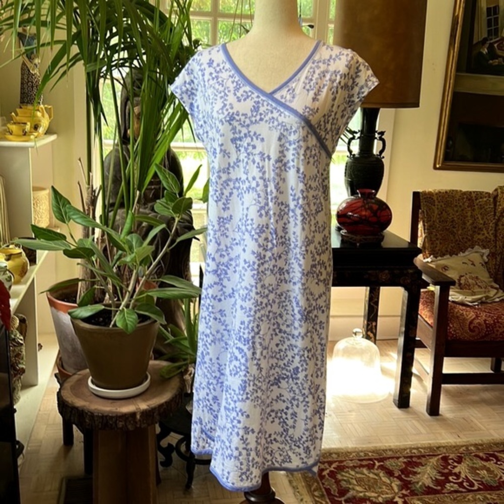 Garnet Hill Green Cotton Nightgown Medium